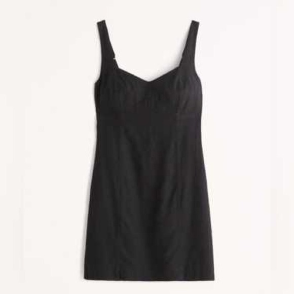Abercrombie & Fitch Elegant Black Sweatheart Dress EUC L Tall Cotton Linen Blend - Picture 2 of 6